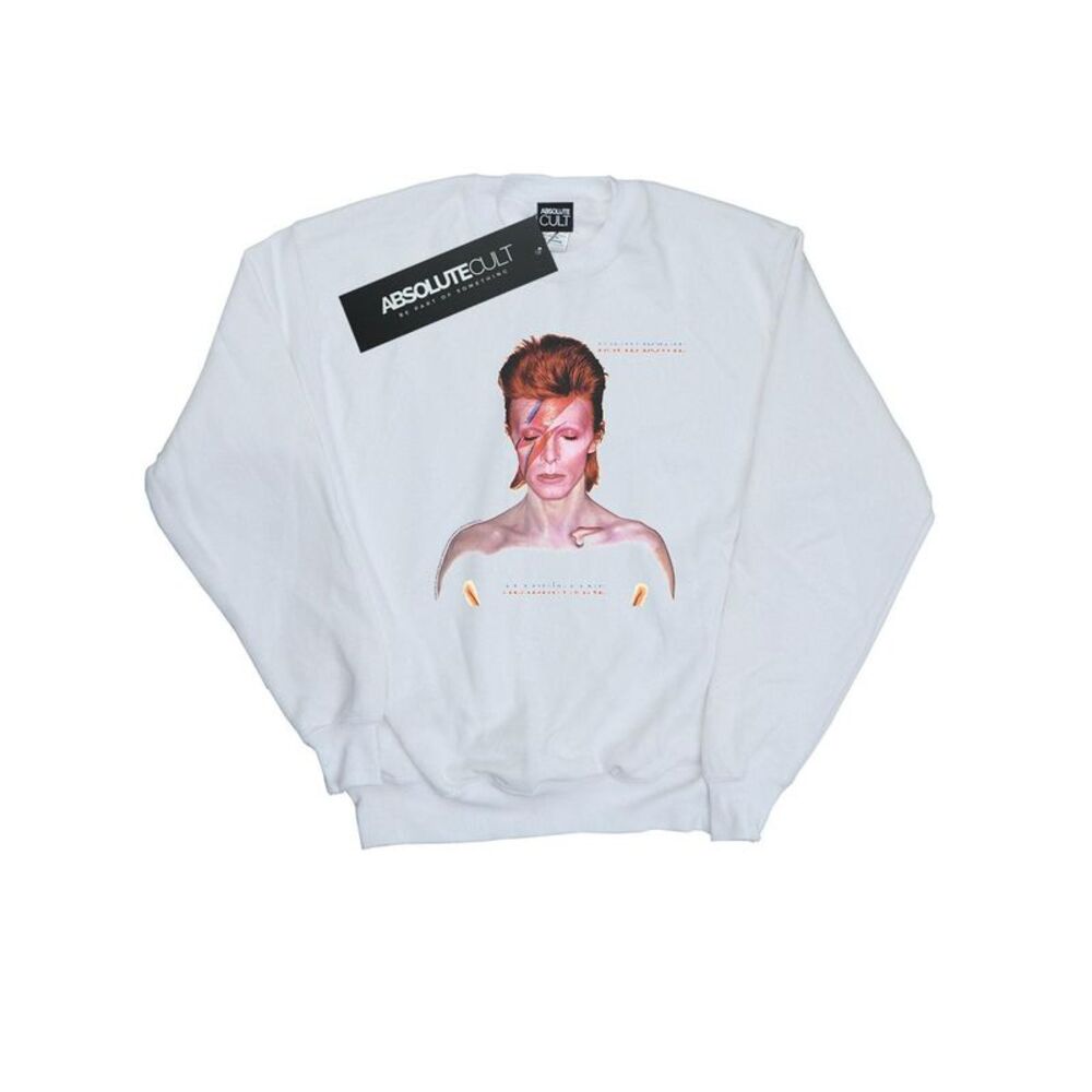 David Bowie Mens Aladdin Sane Version Sweatshirt / White